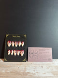 Vampire Blood Drip Press-On Nails | Crimson Red Glitter Dripping White Stiletto Nails