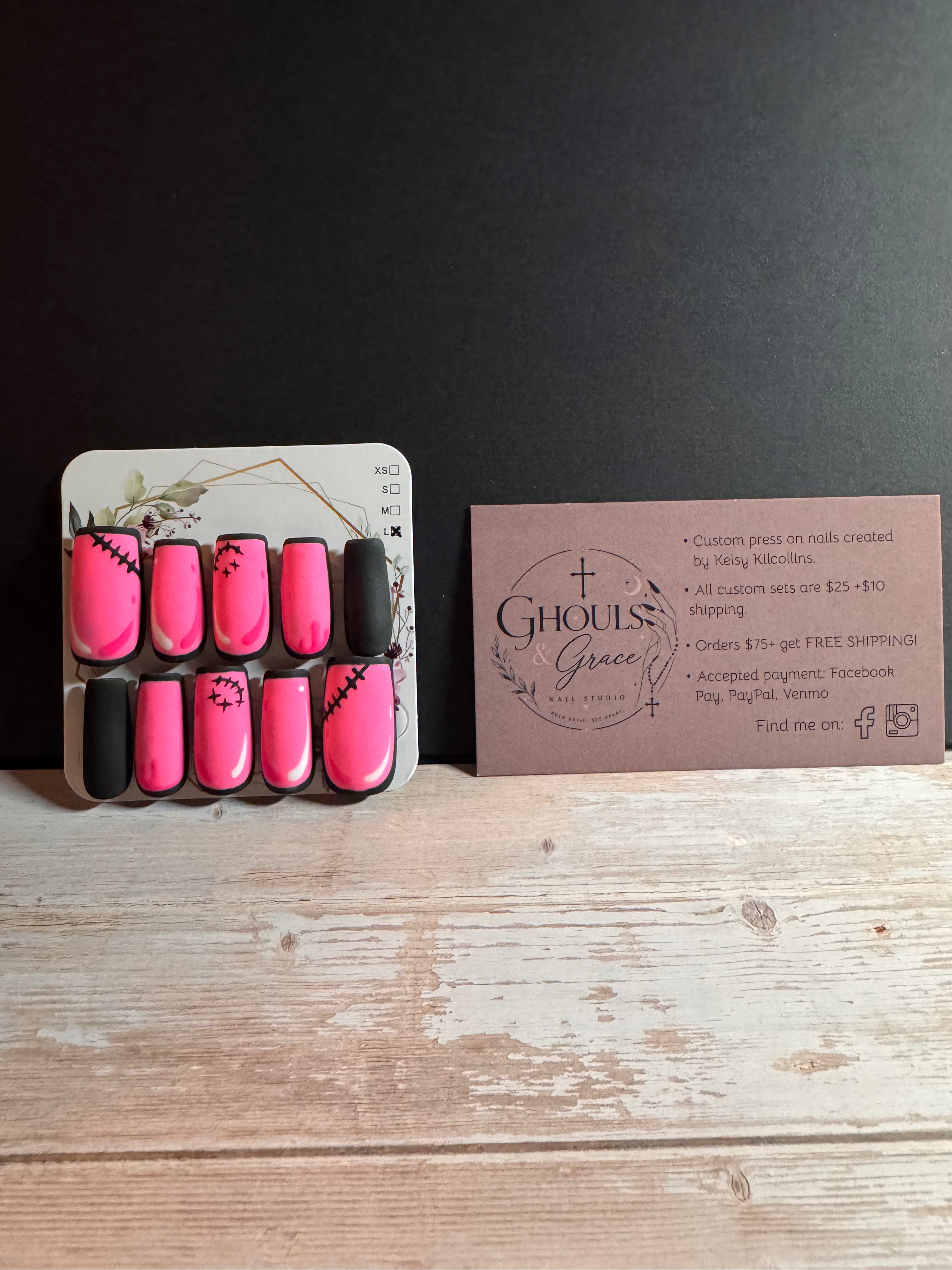 Gothic|Girly|Spooky Pink Matte Pop-Art Nails